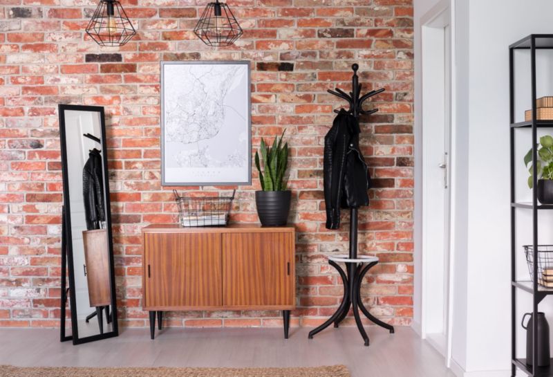 Stående spejl BD art til garderobe skandinavisk 155 x 35,8 cm sort 1 stk.