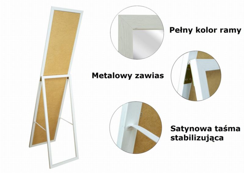 BD Art fritstående spejl til garderobe i skandinavisk stil 155 x 35,8 cm, blegnet eg