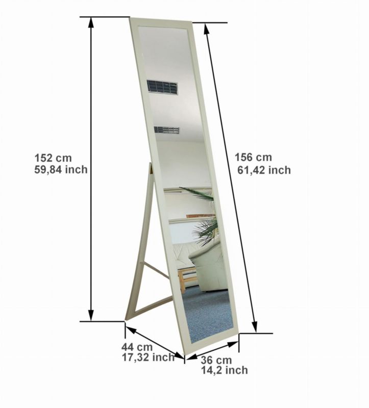 BD Art fritstående spejl til garderobe i skandinavisk stil 155 x 35,8 cm, blegnet eg