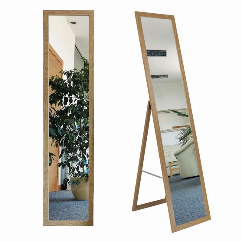 BD Art fritstående spejl til garderobe i skandinavisk stil 155 x 35,8 cm i egetræ