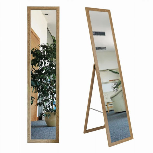 BD Art fritstående spejl til garderobe i skandinavisk stil 155 x 35,8 cm i egetræ