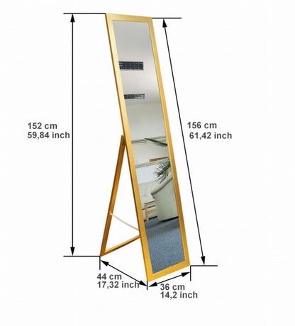 BD Art fritstående spejl til garderobe i skandinavisk stil 155 x 35,8 cm i guldfarve, 1 stk.