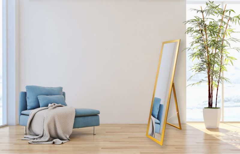 BD Art fritstående spejl til garderobe i skandinavisk stil 155 x 35,8 cm i guldfarve, 1 stk.
