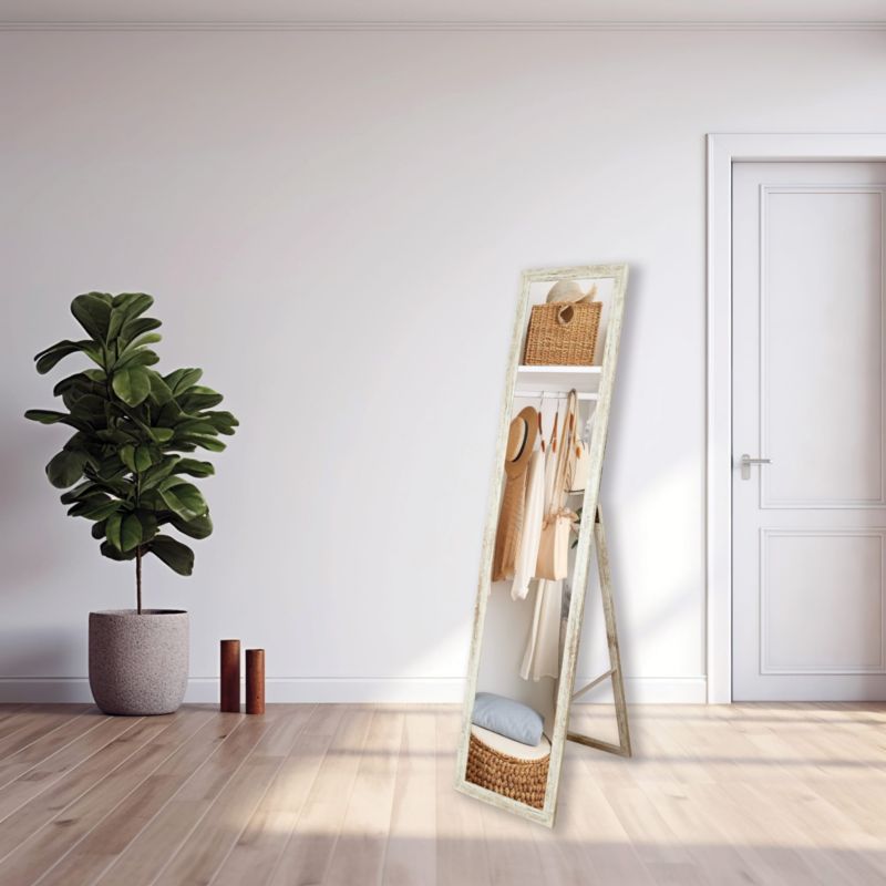 Stående spejl BD art til garderobe i skandinavisk stil 155 x 35,8 cm blegnet fyrretræ 1 stk.
