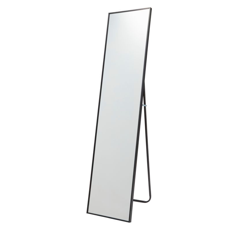 Rektangulært stående spejl 35x150 cm sort aluminium