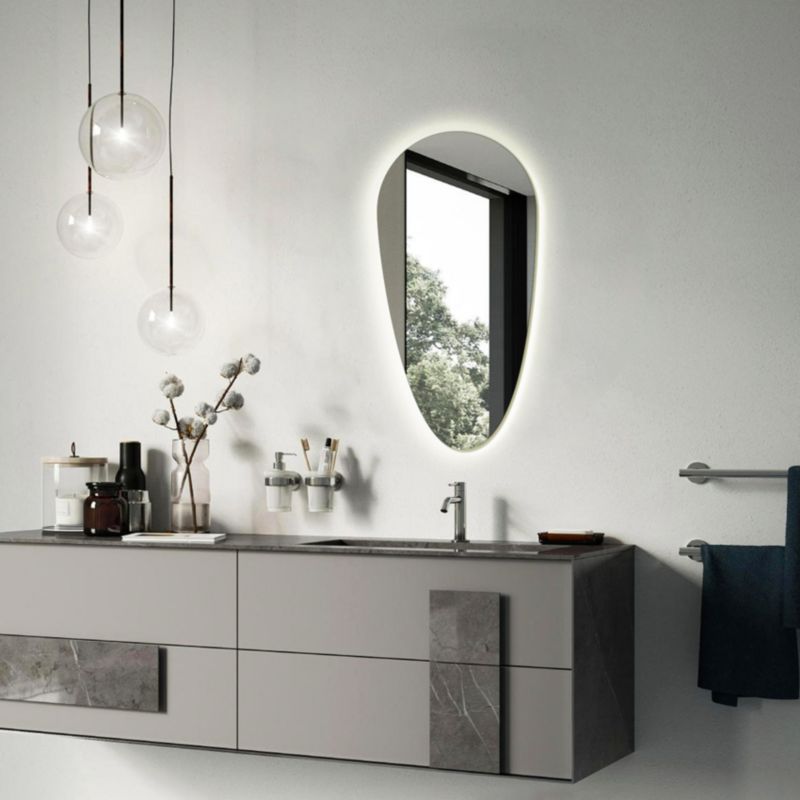 Tulup uregelmæssigt LED-spejl 45x90 cm til makeup, 1 stk.