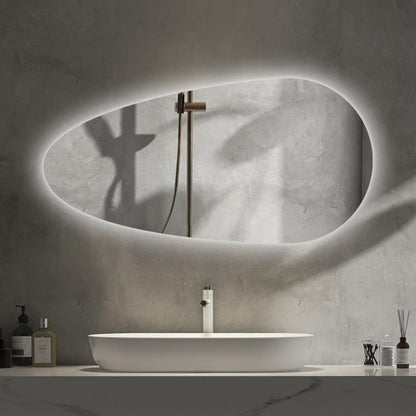 Tulup LED-spejl med uregelmæssig form, neutral lys, 35x70 cm, badeværelsesmodel, 1 stk.