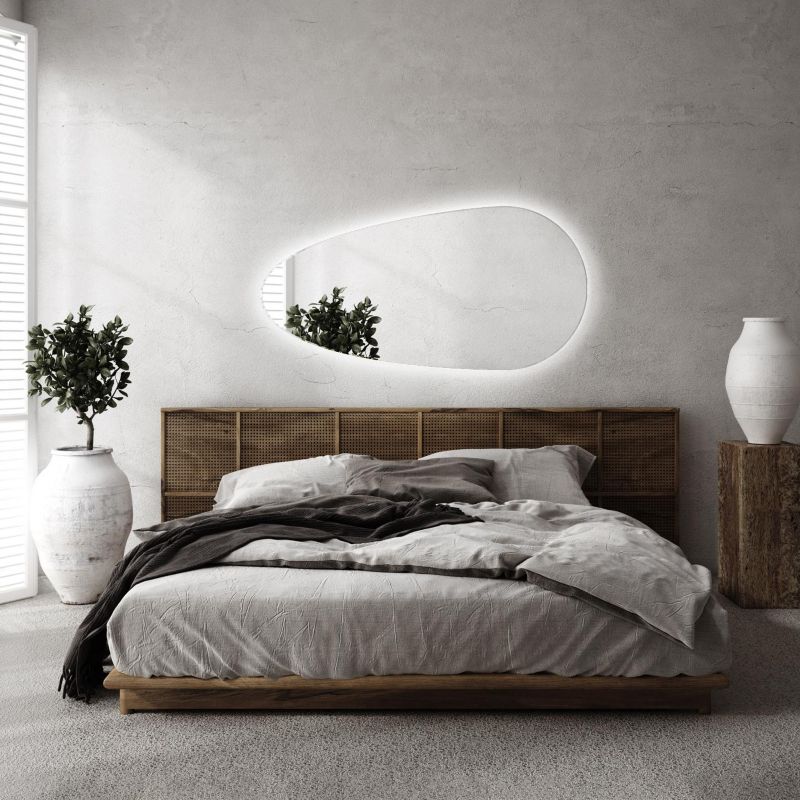 Tulup LED-spejl med uregelmæssig form, neutral lys, 35x70 cm, badeværelsesmodel, 1 stk.