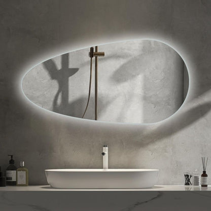 Tulup LED-spejl med uregelmæssig form, kold belysning, 35 x 70 cm, badeværelsesspejl, 1 stk.
