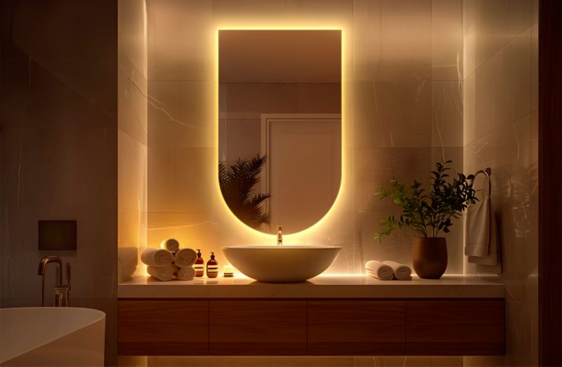 Tulup ovalt spejl med LED-belysning 45x80 cm til entréen, 1 stk.