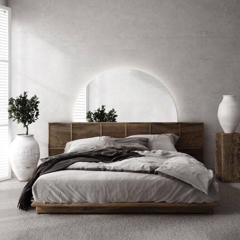 Tulup halvrundt spejl 35x70 cm med varmt LED-lys, funktionelt, 1 stk.