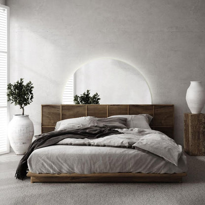 Tulup halvrundt spejl 35x70 cm med varmt LED-lys, funktionelt, 1 stk.