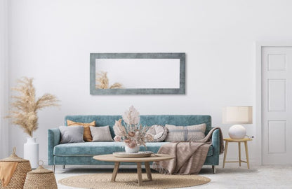 BD art hængespejl i dekorativ ramme 120x50 cm i betongrå til stue, værelse og soveværelse, 1 stk.