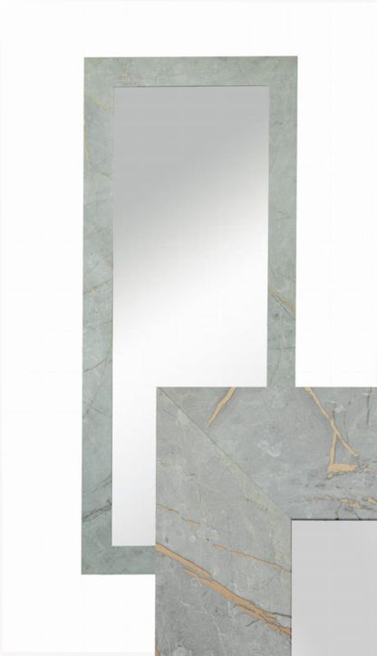 Hængespejl BD art i dekorativ ramme 120x50 cm betonfarvet med gulddetaljer til stue, værelse og soveværelse, 1 stk.