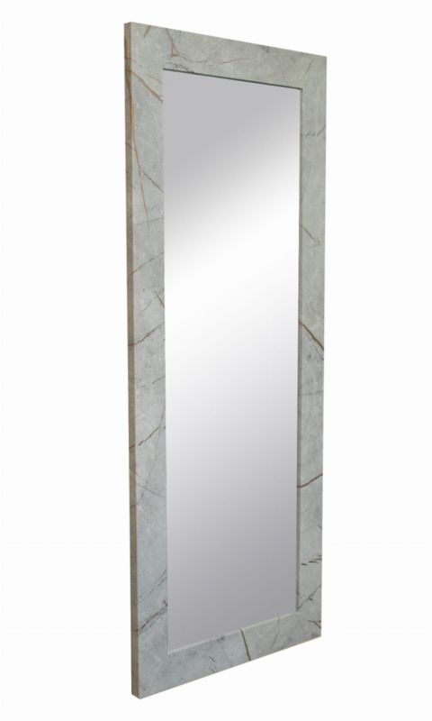Hængespejl BD art i dekorativ ramme 120x50 cm betonfarvet med gulddetaljer til stue, værelse og soveværelse, 1 stk.