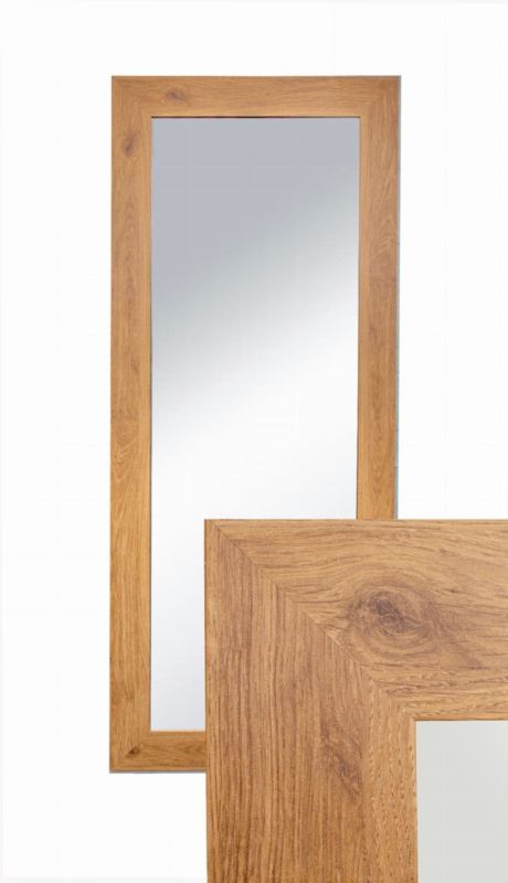 BD art hængespejl i dekorativ ramme 120x50 cm, egetræsfarvet til stue og soveværelse, 1 stk.
