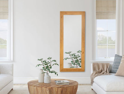 BD art hængespejl i dekorativ ramme 120x50 cm, egetræsfarvet til stue og soveværelse, 1 stk.