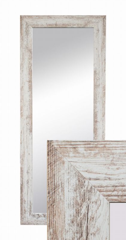 BD art hængespejl i dekorativ ramme 120x50 cm i blegnet fyrretræ til stue og soveværelse, 1 stk.