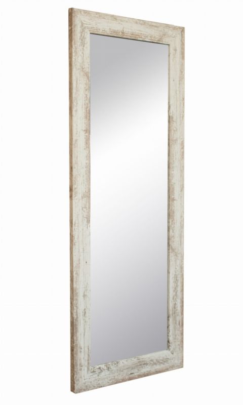 BD art hængespejl i dekorativ ramme 120x50 cm i blegnet fyrretræ til stue og soveværelse, 1 stk.