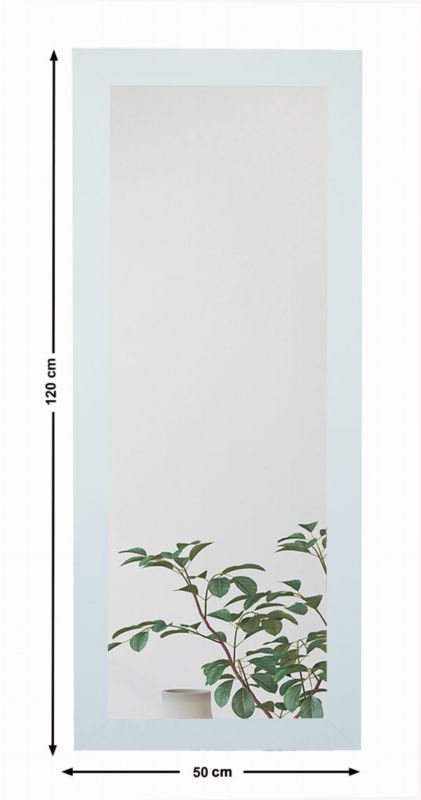 BD art væghængt spejl i dekorativ ramme 120x50 cm, hvidvasket fyrretræ til stue, værelse og soveværelse, 1 stk.