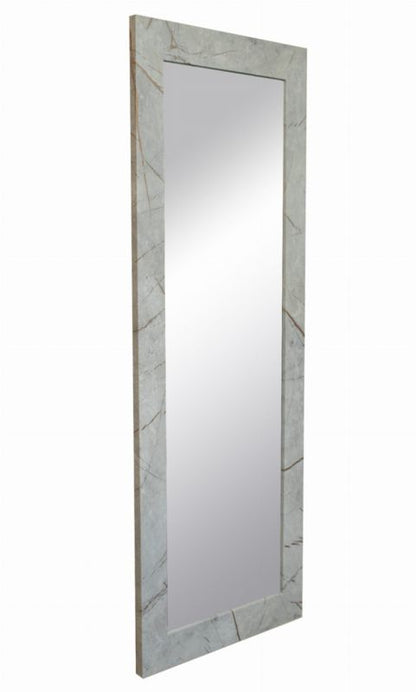 BD art hængespejl i dekorativ ramme 150x50 cm i betongrå og guld til stue og soveværelse, 1 stk.