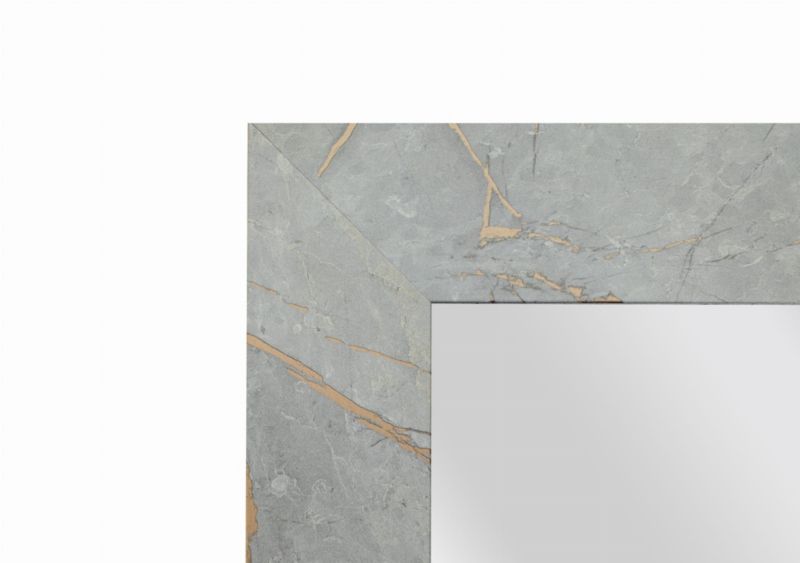 BD art hængespejl i dekorativ ramme 150x50 cm i betongrå og guld til stue og soveværelse, 1 stk.