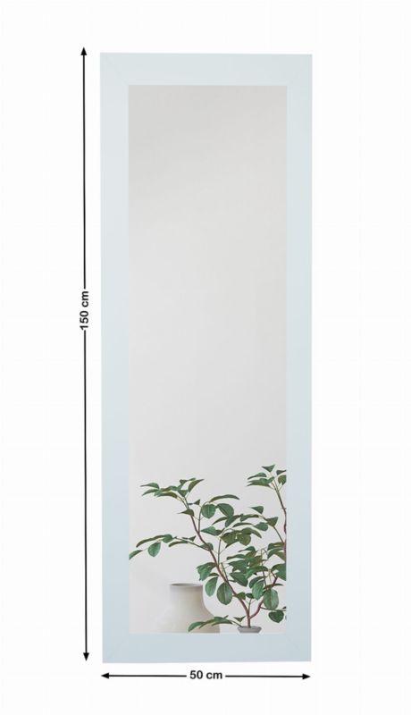 BD art hængespejl i dekorativ ramme 150x50 cm, hvid til stue og soveværelse, 1 stk.