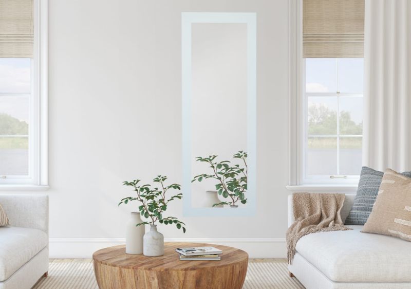 BD art hængespejl i dekorativ ramme 150x50 cm, hvid til stue og soveværelse, 1 stk.