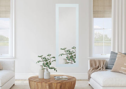 BD art hængespejl i dekorativ ramme 150x50 cm, hvid til stue og soveværelse, 1 stk.
