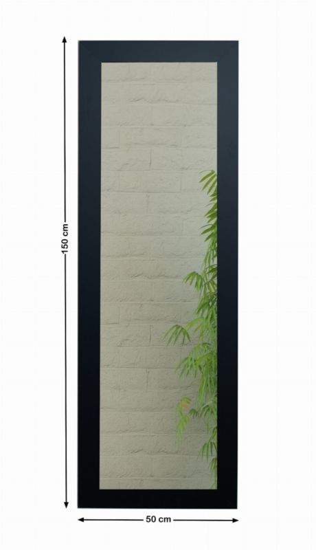 BD art hængespejl i dekorativ ramme 150x50 cm, mat-sort til stue, værelse og soveværelse, 1 stk.