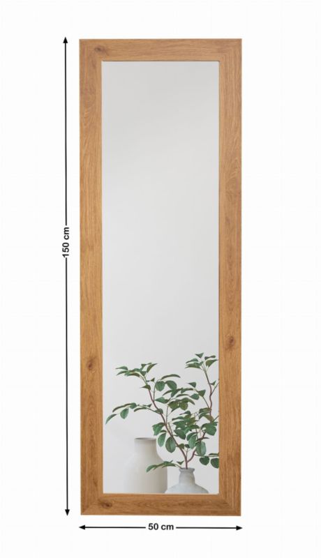 Hængende spejl BD art i dekorativ ramme 150x50 cm i egetræ til stue, værelse og soveværelse, 1 stk.