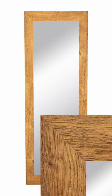 BD art hængespejl i dekorativ ramme 150x50 cm, farve olieret eg til stue, soveværelse, 1 stk.