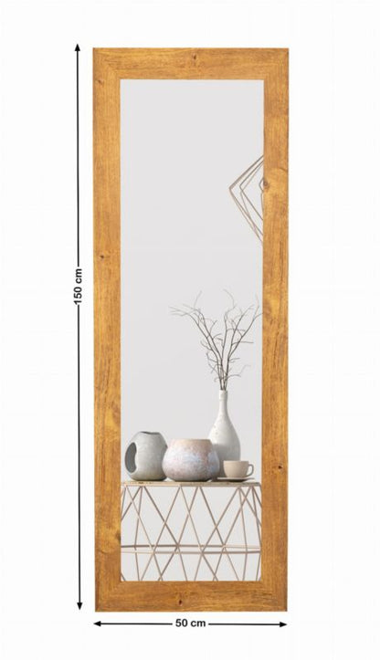 BD art hængespejl i dekorativ ramme 150x50 cm, farve olieret eg til stue, soveværelse, 1 stk.