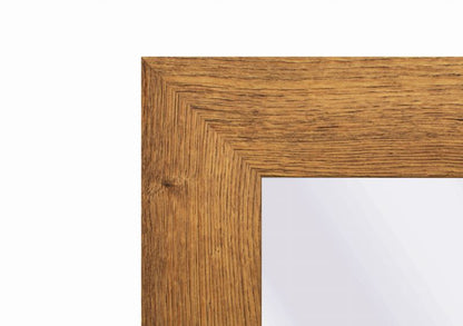 BD art hængespejl i dekorativ ramme 150x50 cm, farve olieret eg til stue, soveværelse, 1 stk.
