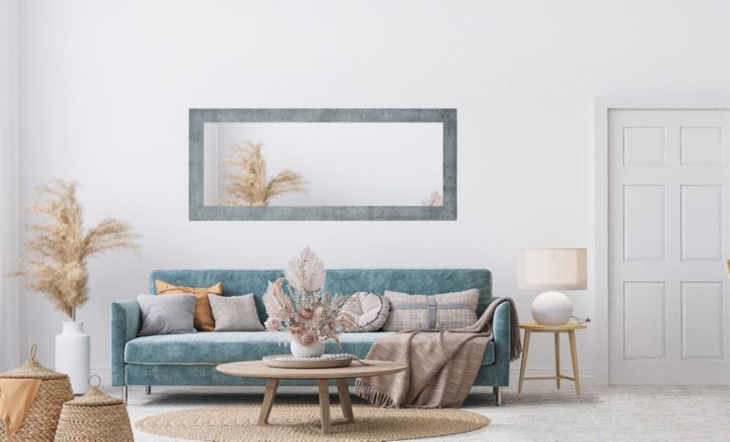 BD art hængespejl i dekorativ ramme 150x50 cm i betongrå til stue og soveværelse, 1 stk.
