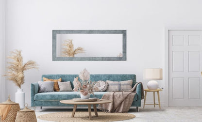 BD art hængespejl i dekorativ ramme 150x50 cm i betongrå til stue og soveværelse, 1 stk.
