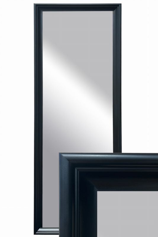 BD art hængespejl i dekorativ sort træramme 150x50 cm til stue og værelse, 1 stk.