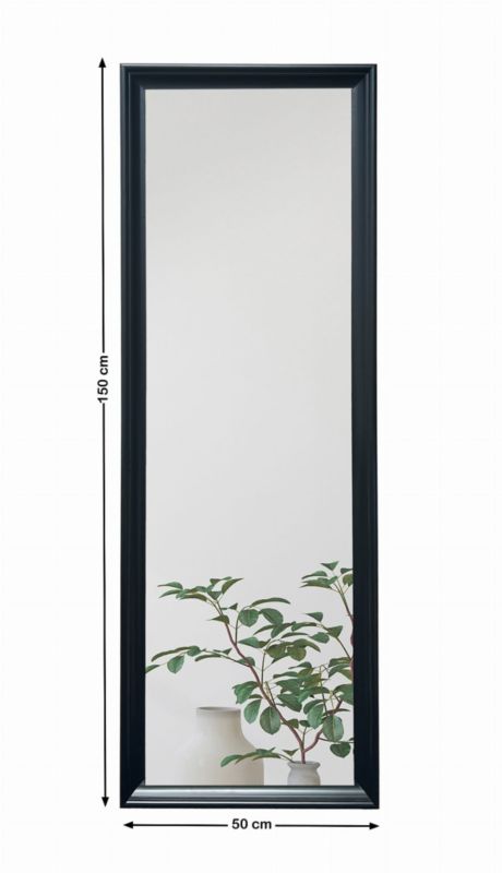 BD art hængespejl i dekorativ sort træramme 150x50 cm til stue og værelse, 1 stk.