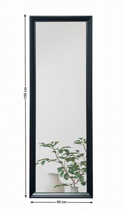BD art hængespejl i dekorativ sort træramme 150x50 cm til stue og værelse, 1 stk.
