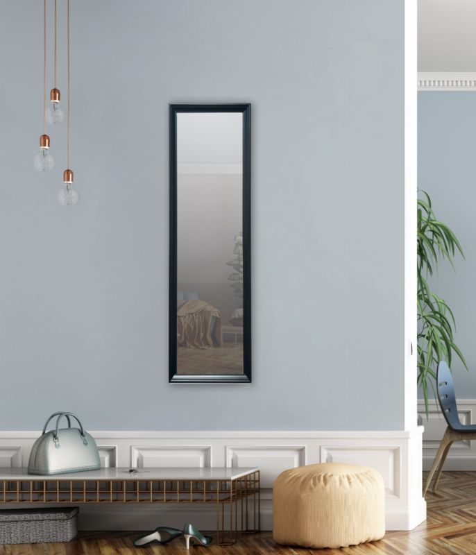 BD art hængespejl i dekorativ sort træramme 150x50 cm til stue og værelse, 1 stk.