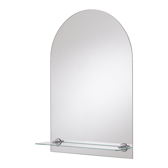 Badeværelsesspejl med hylde Bueformet 40x60 cm Sølv | 3663602461555