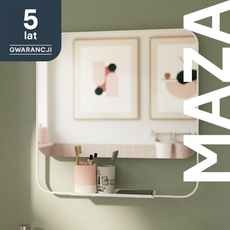 Spejl med hylde GoodHome Maza 60,5 x 47,5 cm hvid