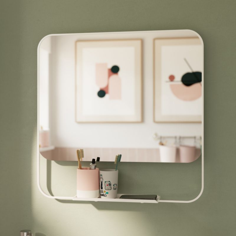 Spejl med hylde GoodHome Maza 60,5 x 47,5 cm hvid