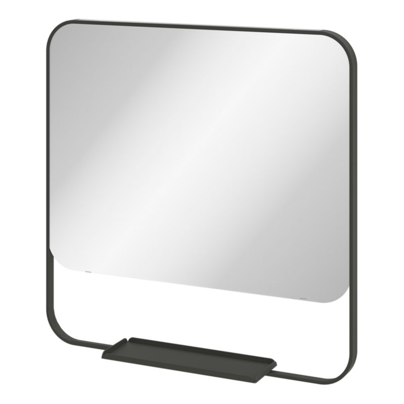 Spejl med hylde Rektangulært 60,5 x 47,5 cm Sort Aluminium