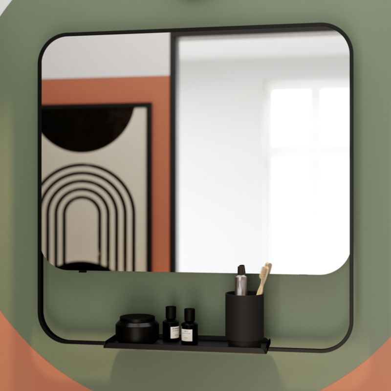 GoodHome Maza spejl med hylde 60,5 x 47,5 cm mat-sort