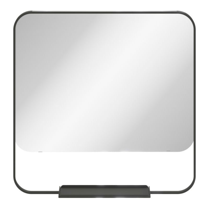 Spejl med hylde Rektangulært 60,5 x 47,5 cm Sort Aluminium