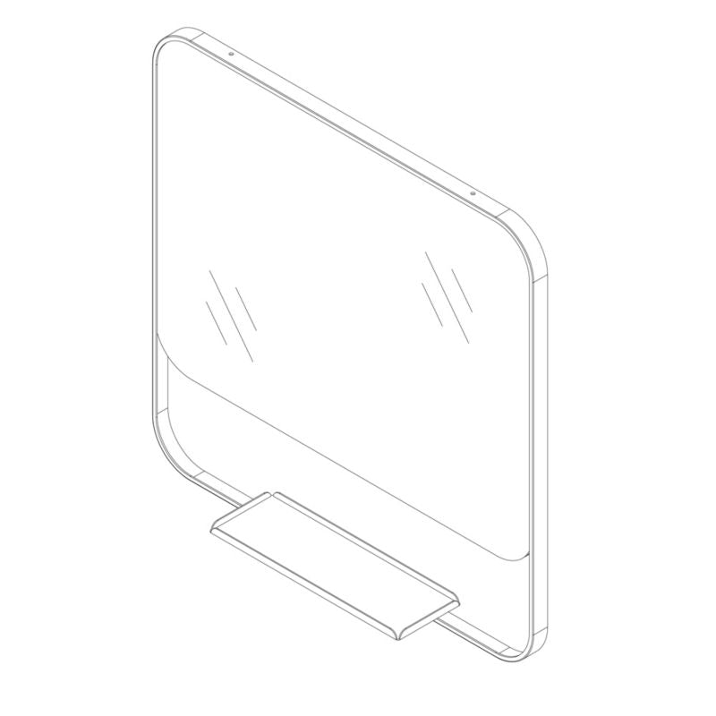 Spejl med hylde Rektangulært 60,5 x 47,5 cm Sort Aluminium