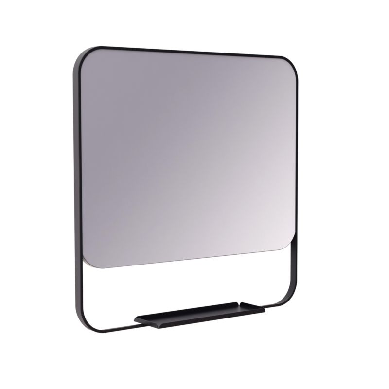 Spejl med hylde Rektangulært 60,5 x 47,5 cm Sort Aluminium