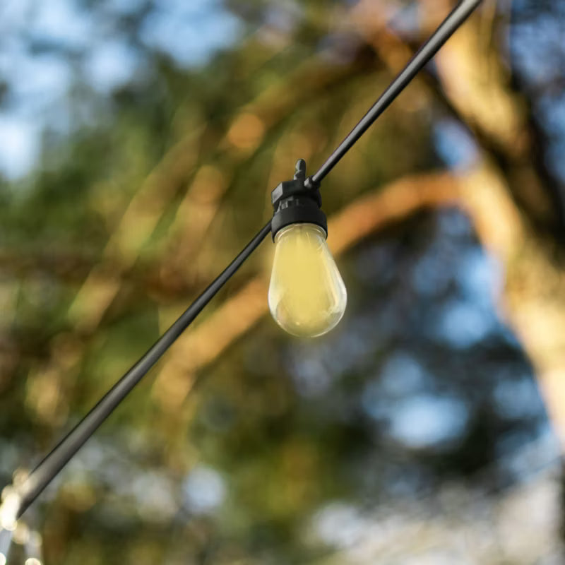 Lyskæde 12,5 m 20 LED Varm Hvid IP44 Sort