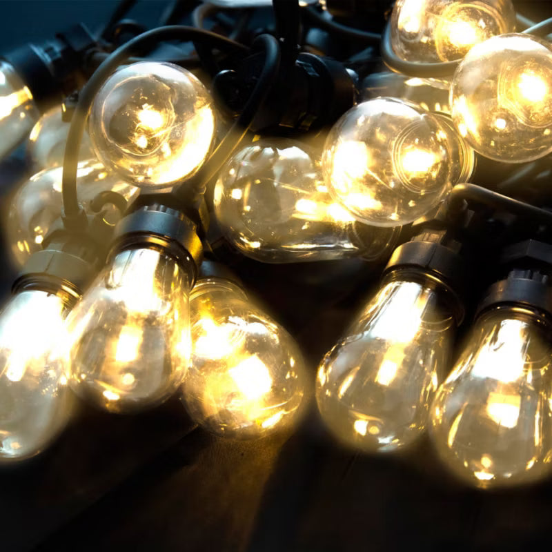 Lyskæde 12,5 m 20 LED Varm Hvid IP44 Sort
